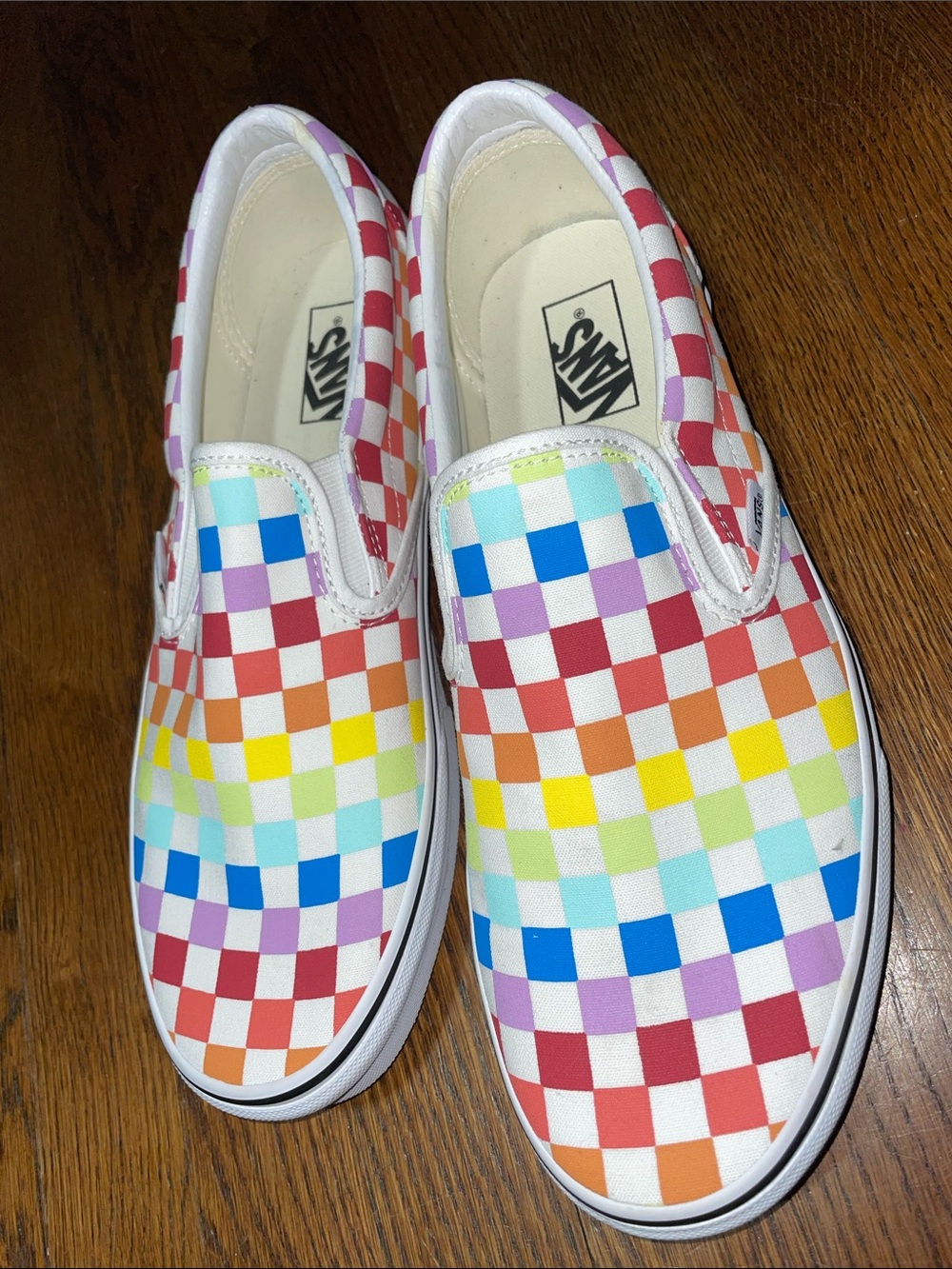 Vans Rainbow Checkerboard Slip-On Sneakers
